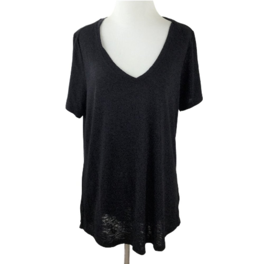 Athleta Black Short Sleeve V‑Neck Tee